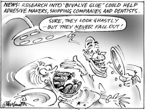 Smith, Ashley W., 1948- :News. Research into 'bivalve glue' could help adhesive makers, shipping companies and dentists. New Zealand Shipping Gazette, 17 January 2004.