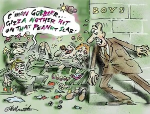 Smith, Ashley W., 1948- :C'mon gobbler...gizza nother hit on that peanut slab! MG business - mercantile gazette, 11 June 2001.