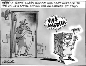News. A young Cuban woman who sent herself to the U.S. in a small crate will be allowed to stay."Viva America!" 1 September, 2004