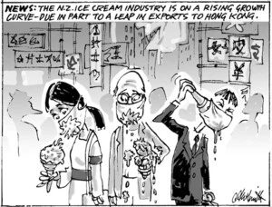 Smith, Ashley W., 1948- :News. The N.Z. ice cream industry is on a rising growth curve - due in part to a leap in exports to Hong Kong. New Zealand Shipping Gazette, 5 July 2003.