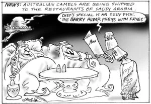 Smith, Ashley W., 1948- :News. Australian camels are being shipped to the restaurants of Saudi Arabia. New Zealand Shipping Gazette, 15 June 2002.