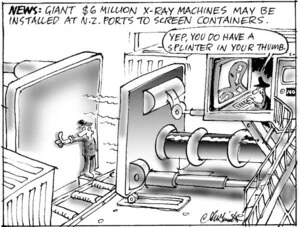 Smith, Ashley W., 1948- :News. Giant $6 million x-ray machines may be installed at N.Z. ports to screen containers. New Zealand Shipping Gazette, 26 October 2002.