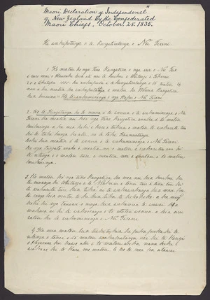 Facsimile of Maori Declaration of Independence