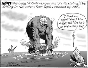 News. The huge ENSO107 - known as a 'gorilla rug' - will be drilling in NZ waters from Sept. & manned by OMS. "I think we should feed him & then tell him he's in the wrong spot.." 3 April, 2007