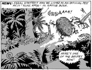 Smith, Ashley W., 1948- :News. Feral kiwifruit may be listed as an official pest as it 'runs amok' in native bush. New Zealand Shipping Gazette, 22 February 2003.