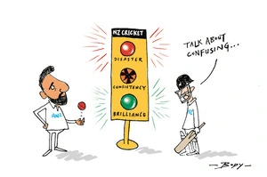 Ajaz Patel bowling followed by NZ batting collapse
