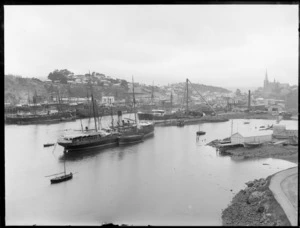 Ships moored at Port Chalmers, Dunedin