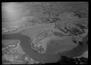 Herald Island, Auckland, including Whenuapai Airport in the background