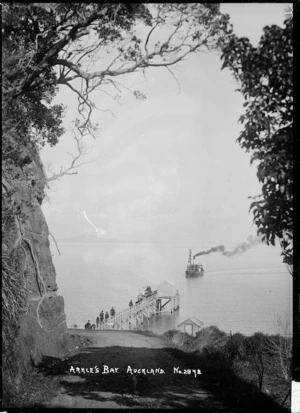 Ferry approaching the jetty at Arkles Bay, Auckland