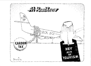'Carbon tax.' 'At Heathrow.' 'Key Min. of Tourism.' 26 November, 2008.