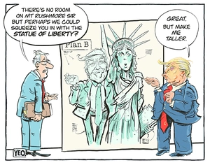 Donald Trump and the Statue of Liberty.