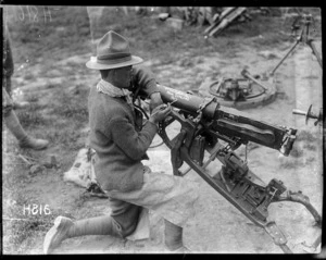 Gun captured by New Zealand soldiers at Messines, Belgium