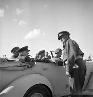 General Bernard Freyberg farewells Winston Churchill, Tripoli