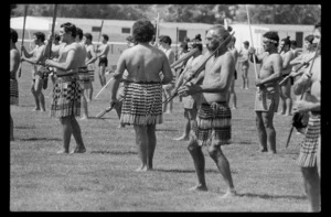 Photograph of kapa haka roopu performing on field