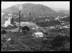 View of mine from eastern hill with Tas Hogg's house under construction