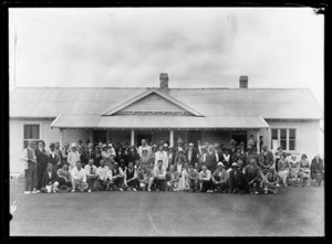 Group portrait taken at opening of Waiuta Bowling Club on 8 November 1931