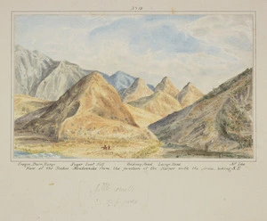 Haast, Johann Franz Julius von, 1822-1887: View of the roches moutonnées from the junction of the Harper with the Avoca, looking S.E