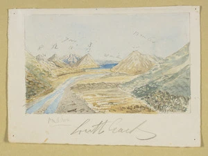 Haast, Johann Franz Julius von, 1822-1887: [View of Lake Coleridge from the valley of the Wilberforce near Cascade Peak. 1860s]