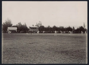 Cricket match, Wairarapa - Photograph taken by Albert Winzenberg