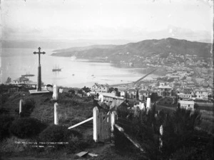 Looking east over Wellington city and harbour from Mount Street Cemetery