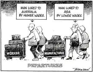 'Man lured to Australia by higher wages'. 'Man lured to Asia by lower wages'. 1 May, 2008