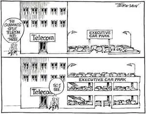 "The guvmint's split Telecom into three." "So I see." 1 April, 2008