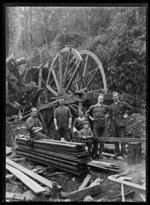 Construction of waterwheel at Alexander River
