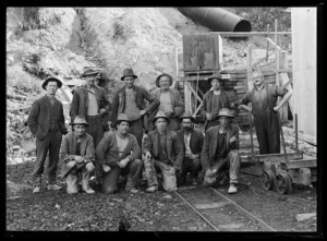 Miners at Big River mine outside no 1 adit, in 1932