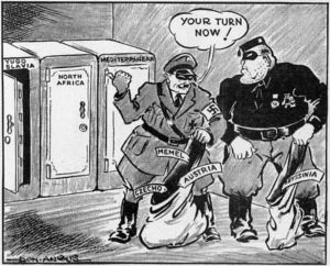 Angus, Don, fl 1939 :Your turn now! Yugoslavia. North America. Mediterranean. Memel. Czecho. Austria. Abyssinia. 29 March 1939.