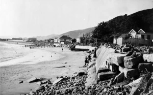 Beach and waterfront at Muratai, Eastbourne, Lower Hutt, after a storm