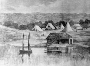 Engraving of Commercial Bay, Auckland