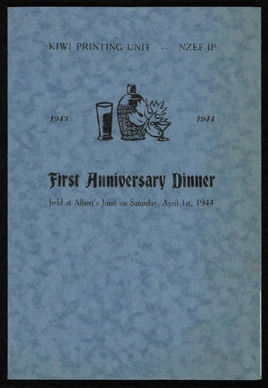 First Anniversary Dinner menu, Albert's Joint