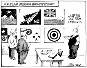 Tremain, Garrick, 1941- :NZ Flag Design Competition. Otago Daily Times, 7 February, 2005.