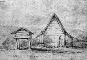 [Swainson, William, 1789-1855 :Thompson's (Young Rauperaha) new house, Otaki - [1849?]