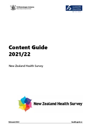 Content guide ... : New Zealand health survey.