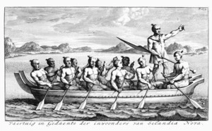 Gilsemans, Isaac :Vaertuig en Gedaente der inwoonders van Selandia Nova. P. 173 [Amsterdam, 1705]