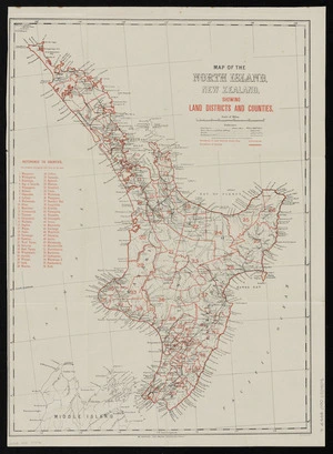 Map of the North Island, New Zealand, showing land districts and counties ; Map of the Middle Island, New Zealand, showing land districts and counties.