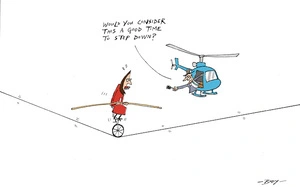 Jacinda Ardern on a tightrope