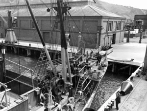 Cable steamer at Wellington Wharf
