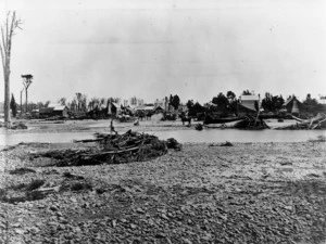 Part 2 of a 2 part panorama showing a ford over the Waiohine River, Greytown