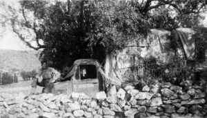 Camouflaged army truck and soldier, Greece