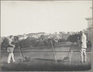 Henry Wright and Lord Onslow with cameras