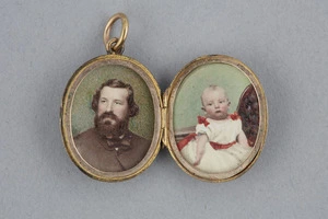 Maker unknown: Gold locket containing a photograph of Julius von Haast and his son Heinrich