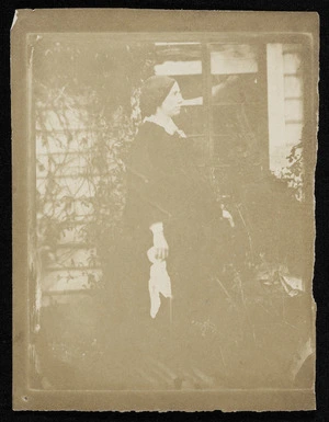 Jessie Crawford, possibly outside the Crawford’s home,Thorndon, Wellington