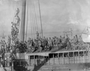 Brusewitz, Henry E L fl 1889 :Departure of the New Zealand Contingent to the South African War, aboard the Waiwera