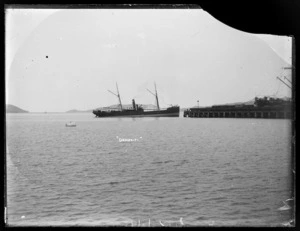 Steam ship Orowaiti near wharf at Port Chalmers