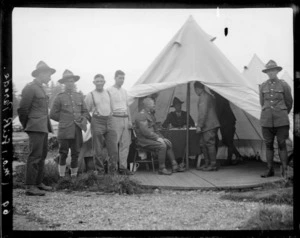 Medical officer classifying New Zealand soldiers' fitness, England