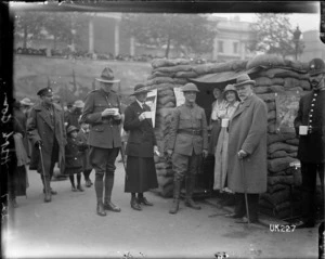 Sir Thomas Mackenzie visits a World War I YMCA exhibit, London