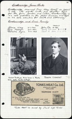 Page from scrapbook includes two photographs
