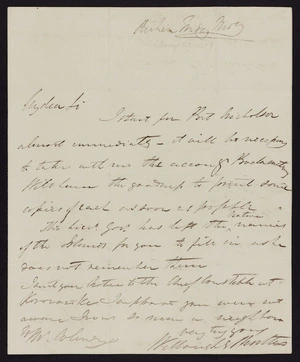 Letter from Willoughby Shortland to William Colenso regarding the printing of the Declaration of Sovereignty over the Islands of New Zealand